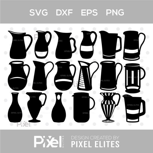 Jug SVG Cut Files | Jug Silhouette | Pitcher Svg | Jar Svg | Drink Svg | Jug Bundle