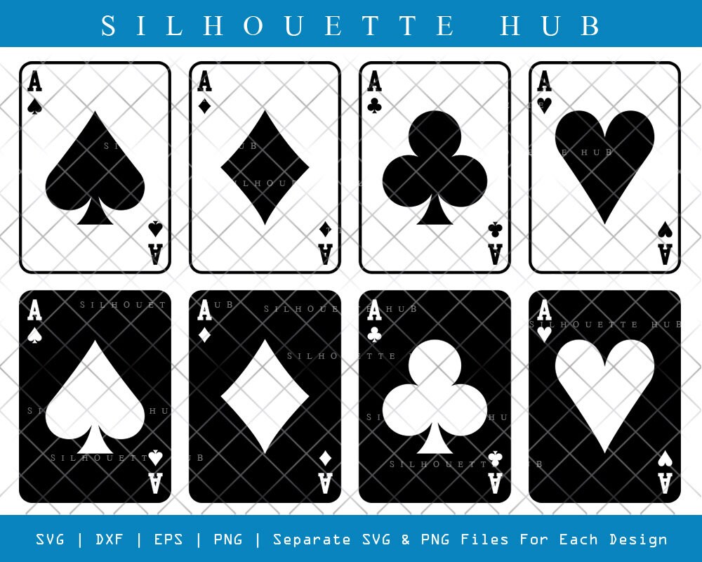 Playing Cards SVG Cut Files Playing Cards Silhouette - Etsy Norway