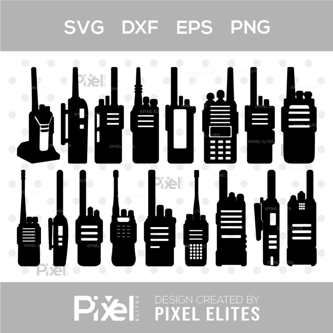 Walkie Talkie SVG Cut File Bundle Portable Radio, Communication Radio ...