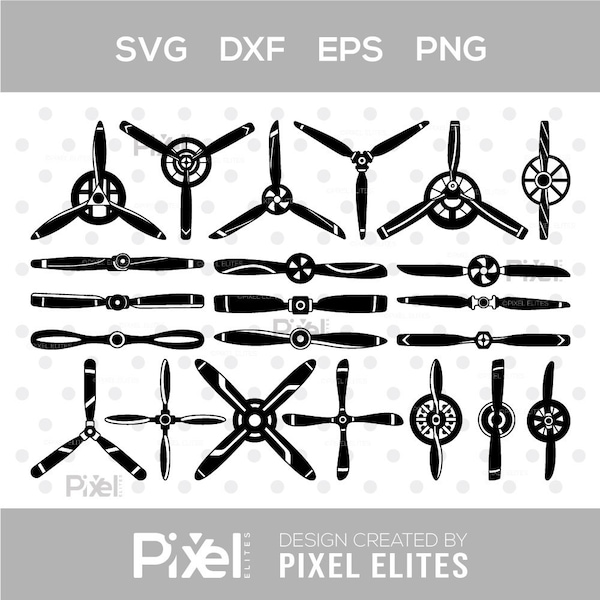 Plane Propellers Silhouette Svg Cricut Cut Files Png Bundle