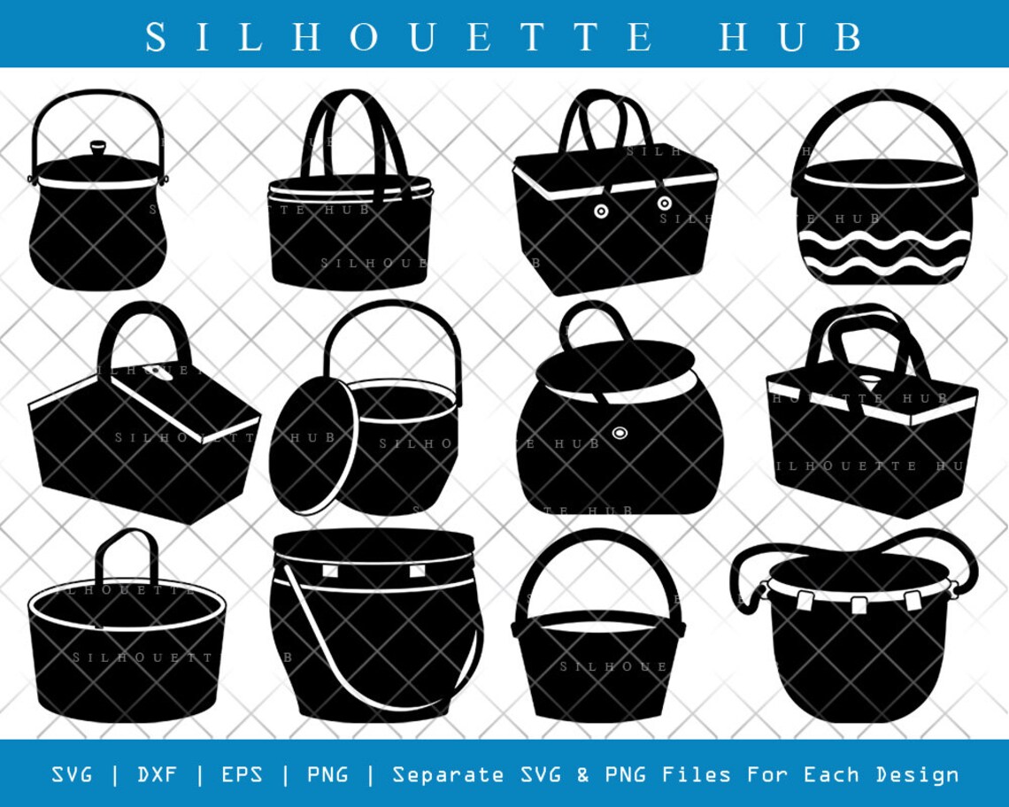 Picnic Basket SVG Basket Silhouette Straw Basket Svg Picnic Etsy