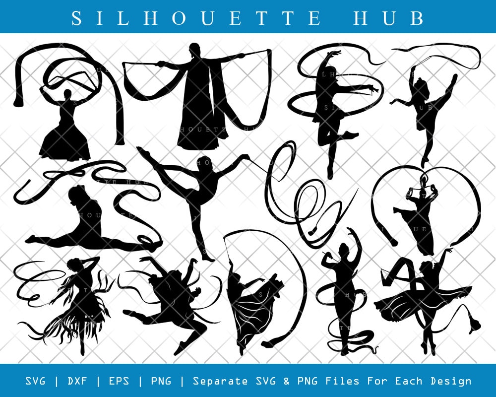 Ribbon Dancer SVG Cut Files Ribbon Dancer Silhouette Etsy