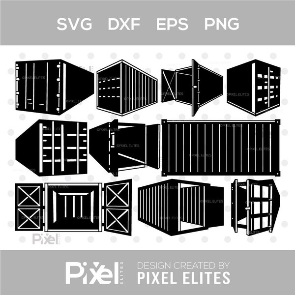 Shipping Container Silhouette, Shipping Container SVG, Container Svg, Cargo Container Svg, Shipping Container Bundle, SB00889