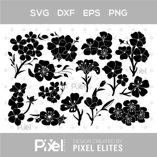 Flax Flower Silhouette, Flax Flower SVG, Flower Svg, Flax Plant Svg, Flax Flower Bundle, SB00991