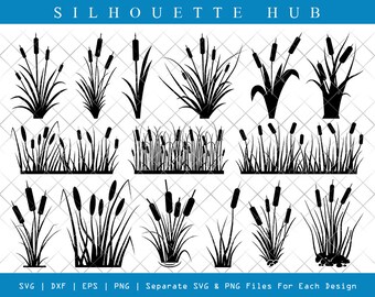 Cattails Clipart Black And White