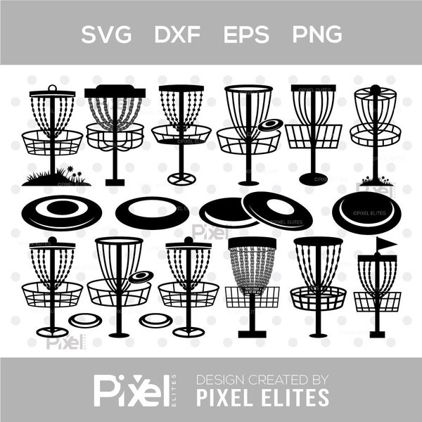 Disc Golf SVG Cut Files | Disc Golf Silhouette | Sports Svg | Frisbee Svg | Disc Golf Basket Svg | Austin Disc Golf Svg | Bubbles Bundle