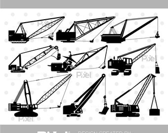 Dragline Excavator Silhouette, Dragline Excavator SVG, Heavy Equipment Svg, Construction Svg, Excavator Bundle, SB00914