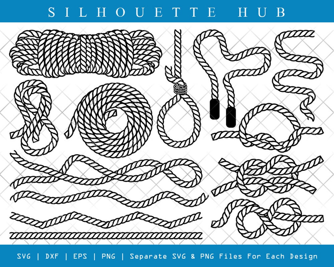 Rope SVG Cut Files, Rope Silhouette, Nautical Knot Svg, Rope Knot Svg