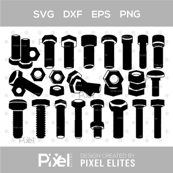 Bolt Screw SVG, Screw Silhouette, Screw Svg, Hardware Tool Svg, Bolt Svg, Nut And Bolt Svg, Hex Cap Svg, Screw Icons Svg, Bolt Screw Bundle