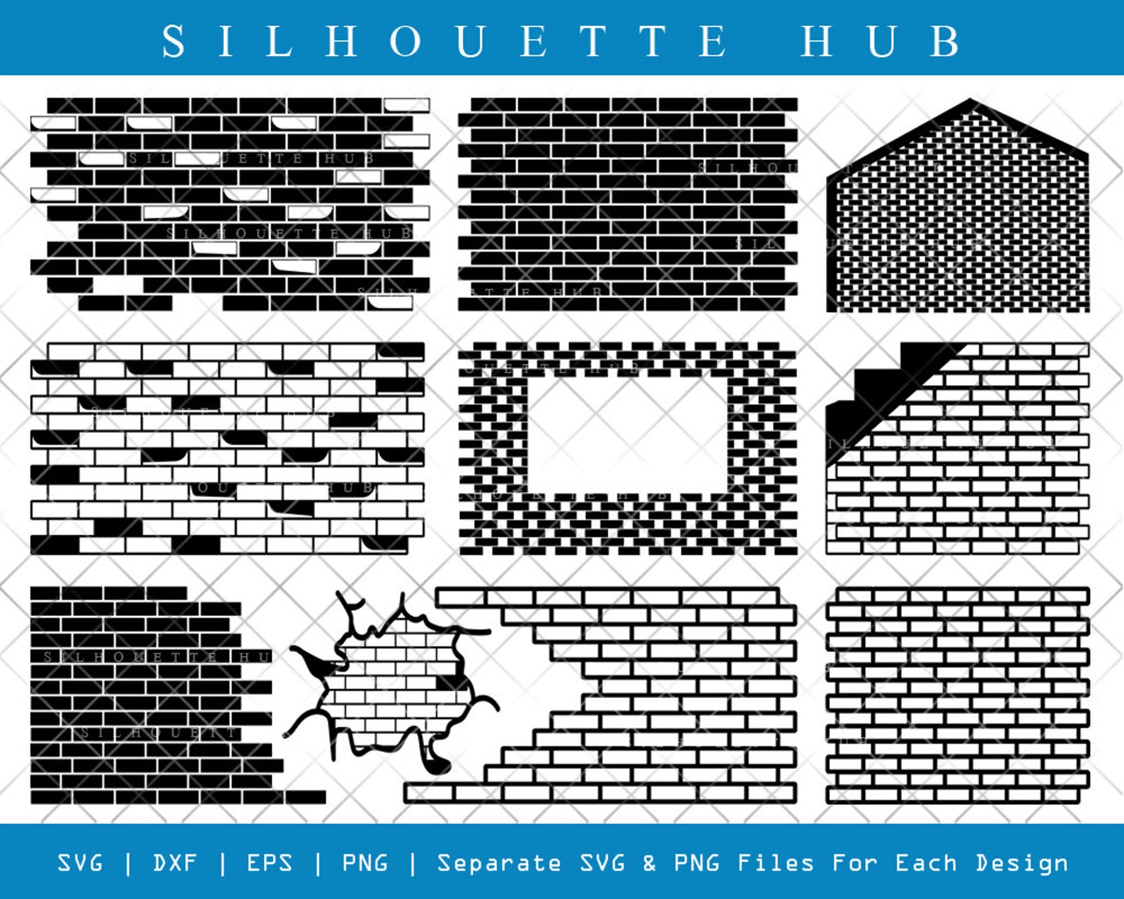 Brick Wall SVG Cut Files Brick Wall Silhouette Bricks Svg Etsy