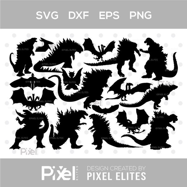 Godzilla SVG Cut Files | Godzilla Silhouette | Rodan Godzilla Svg | Godzilla Monster Svg | Ghidorah Svg Cut File | Godzilla Bundle