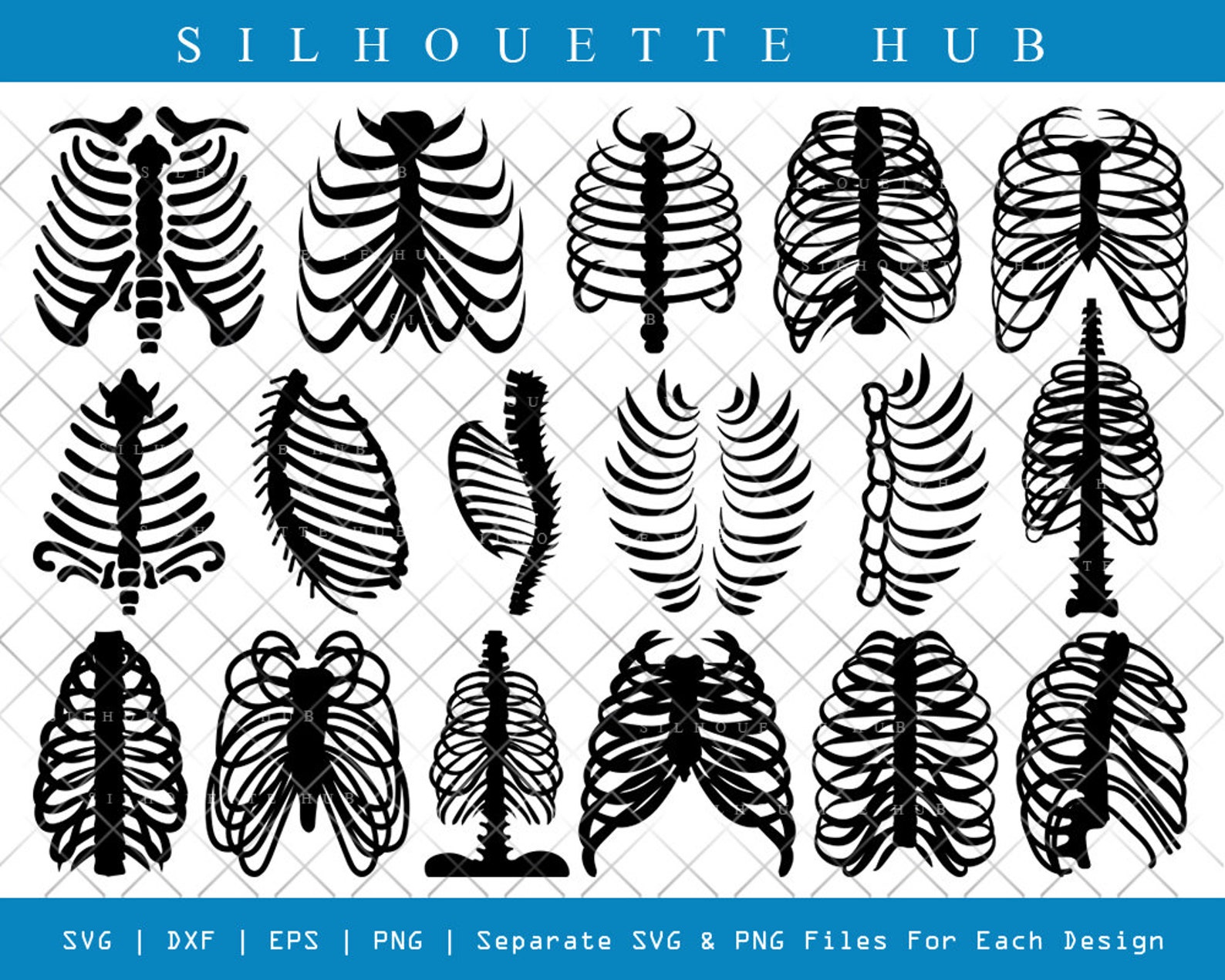 Skeleton Rib Cage SVG Cut Files Skeleton Rib Cage Silhouette - Etsy