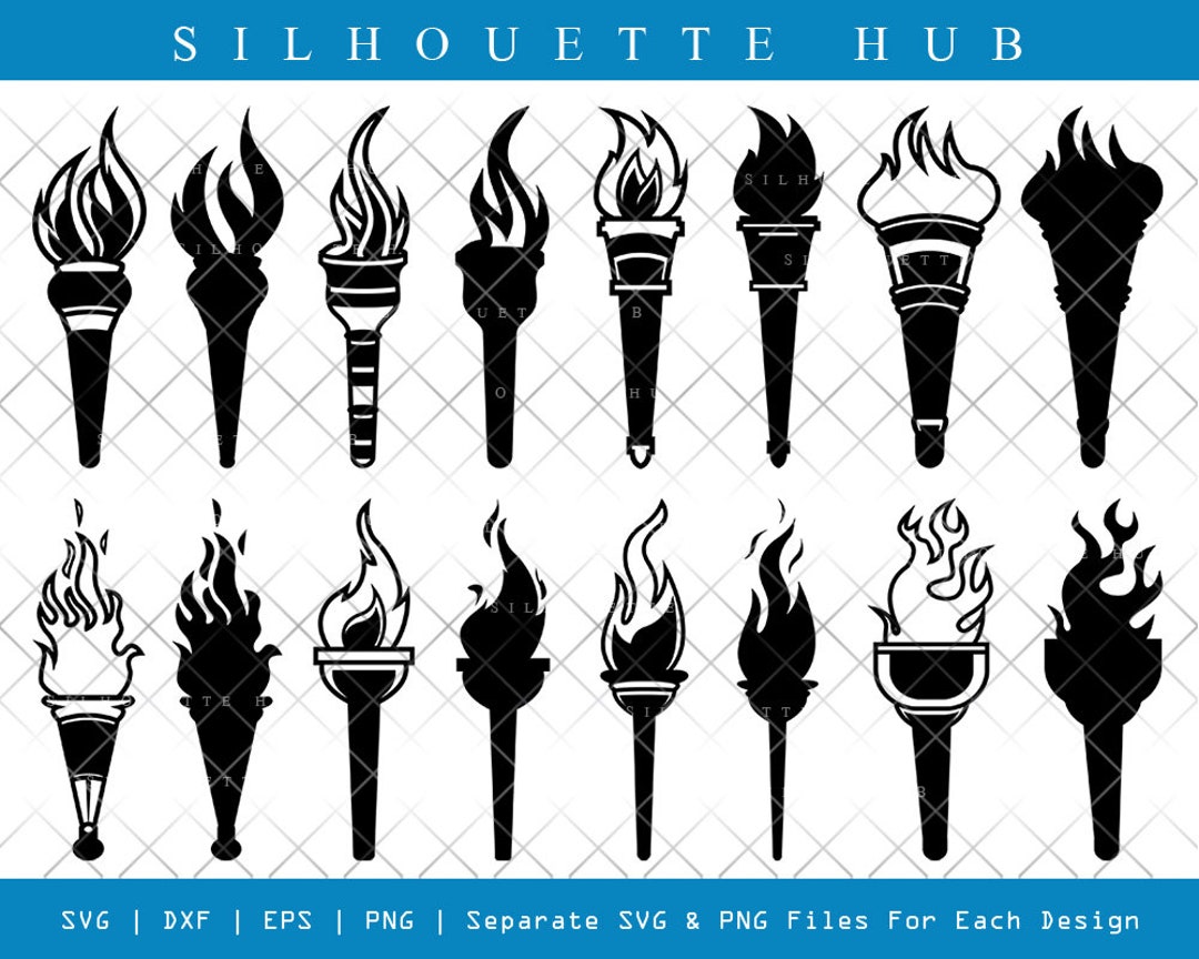Burning Torch SVG Burning Torch Silhouette Olympic Torch Svg Torch