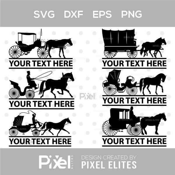 Carriages Split Monogram, Carriages Silhouette, Horse Carriage Svg, Horse Svg, Carriages Svg, SB00039