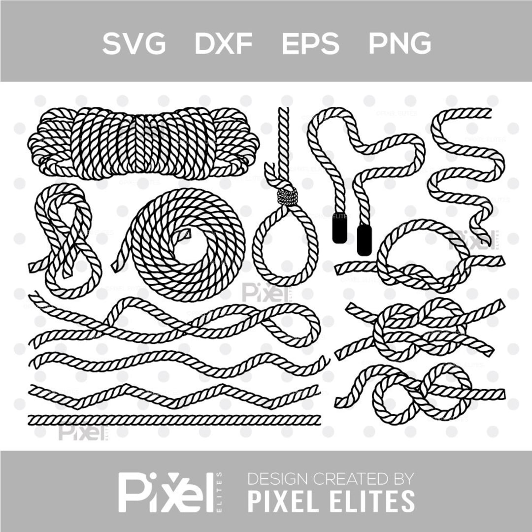 Rope SVG Cut File Bundle Nautical Knot, Nylon Rope, Lasso, Ocean & Rope ...
