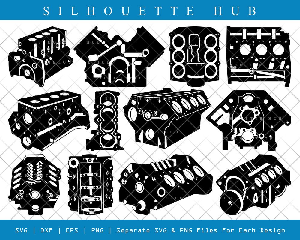 Engine Block Silhouette Engine Block SVG Cylinder Block Svg Etsy