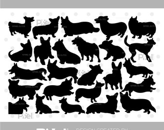 Corgi Dog SVG Cut Files | Corgi Dog Silhouette | Dog Svg | Cardigan Welsh Svg | Puppy Svg | Corgi Dog Bundle