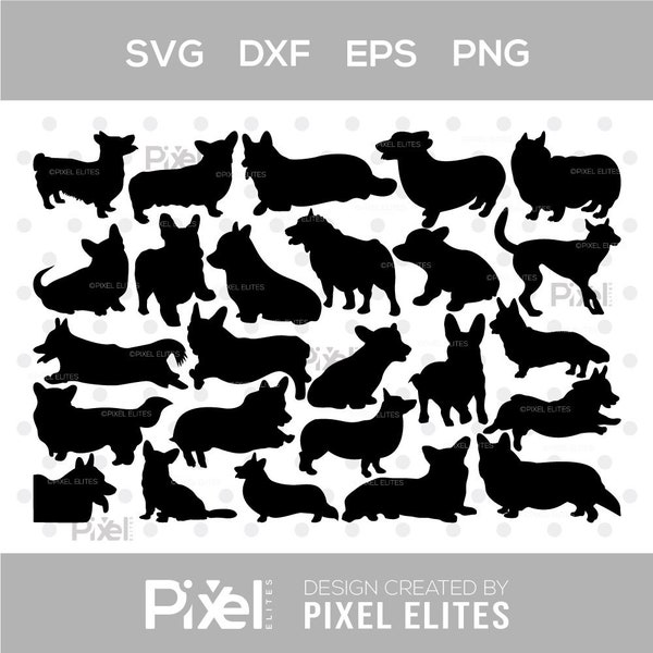 Corgi Dog SVG Cut Files | Corgi Dog Silhouette | Dog Svg | Cardigan Welsh Svg | Puppy Svg | Corgi Dog Bundle