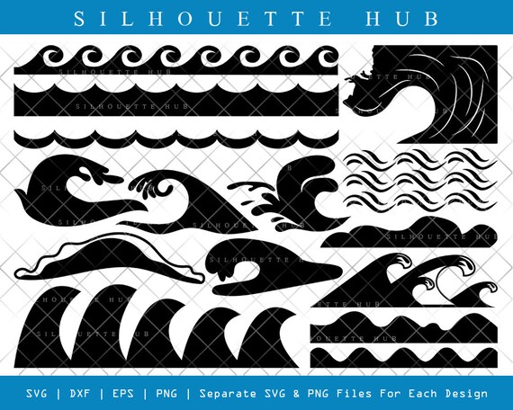 Waves SVG Waves Silhouette Sea Waves Svg Ocean Waves Svg - Etsy
