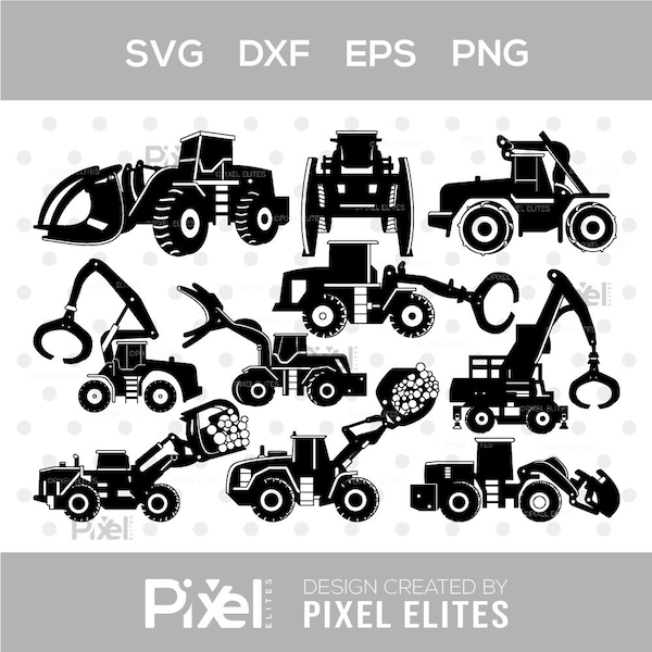 Log Loader Silhouette, Log Loader SVG, Track Loader Svg, Heavy Equipment Svg, Log Loader Bundle, SB00922