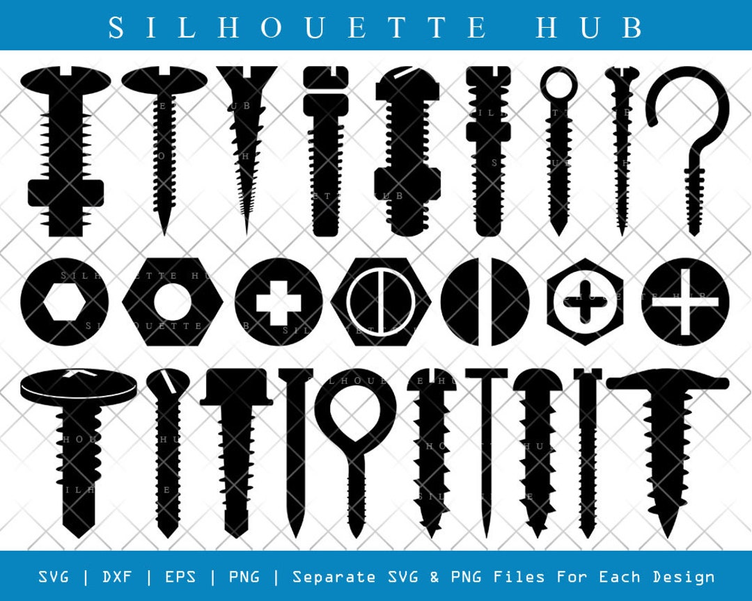 Screw SVG, Screw Silhouette, Hardware Tool Svg, Bolt Svg, Hex Cap Screw