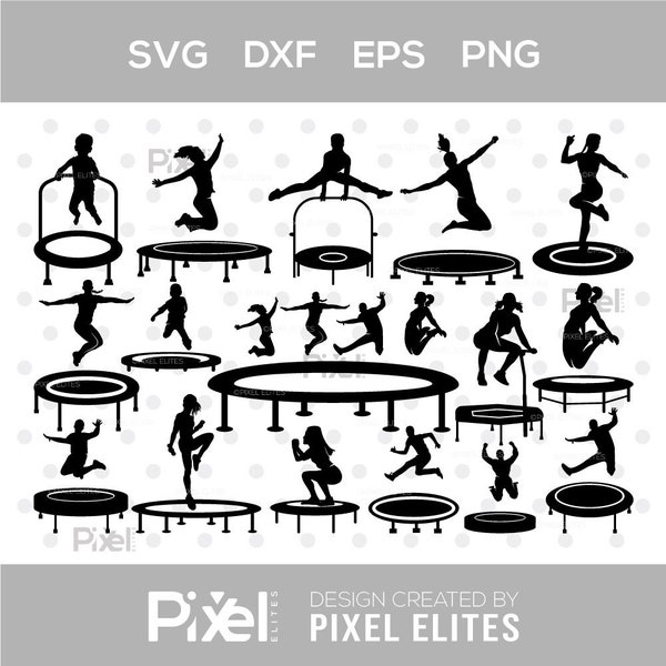 Trampoline SVG, Trampoline Silhouette, Kids Jumping Svg, Jumping Svg, Jumping People Svg, Jumping Children Svg, Sports Svg,Trampoline Bundle