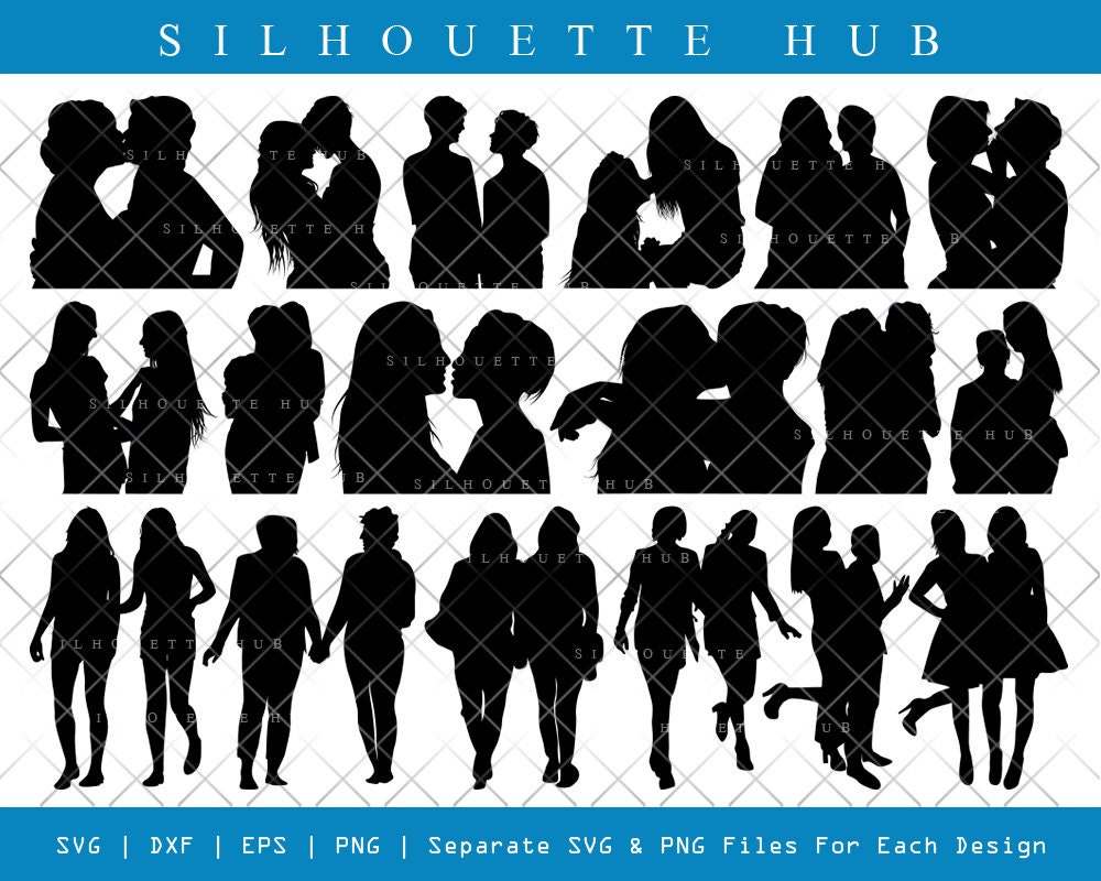 Same Sex Marriage Silhouettes vector file,Lesbian Couple SVG,Lesbian Couple Silhouette,Gay Couple Silhouette Couple Svg,Homosexual Svg,