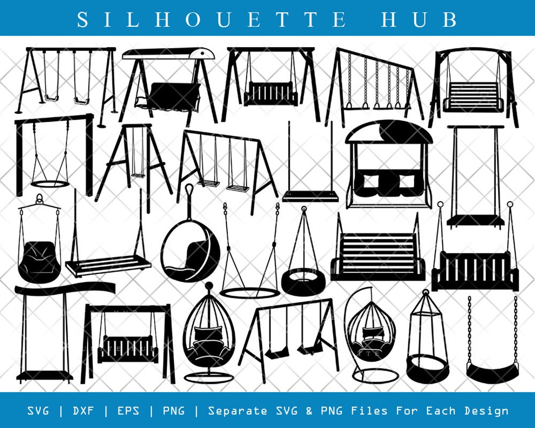Swing SVG, Swing Silhouette, Playground Svg, Swing Playset Svg, Porch
