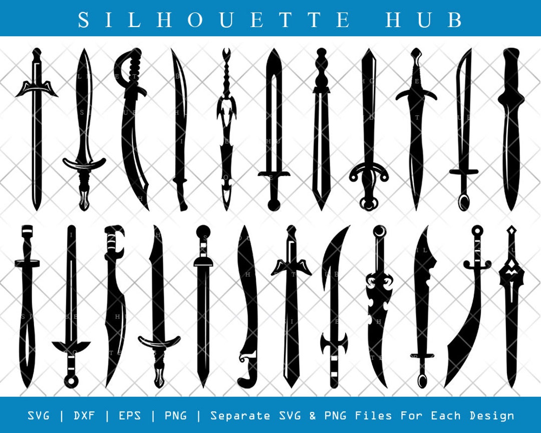 Sword SVG Dagger Silhouette Knife Svg Weapon Svg Cutlass Etsy Canada