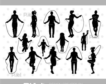 Jumping Rope SVG, Rope Silhouette, Skipping Player Svg, Jump Rope Svg, Rope Svg, Skipping Rope Svg, Girl skipping Svg, Rope Bundle