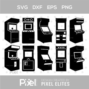 Pacchetto di file di taglio SVG Arcade per Silhouette / Design di macchine per videogiochi retrò / PNG, dxf, eps stampabili e sublimatici