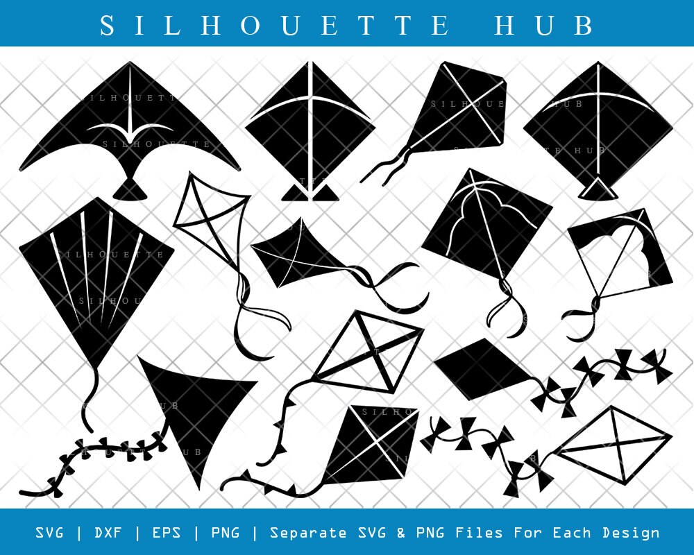 Kite SVG Cut Files Kite Silhouette Flying Kite Svg Kids Etsy UK