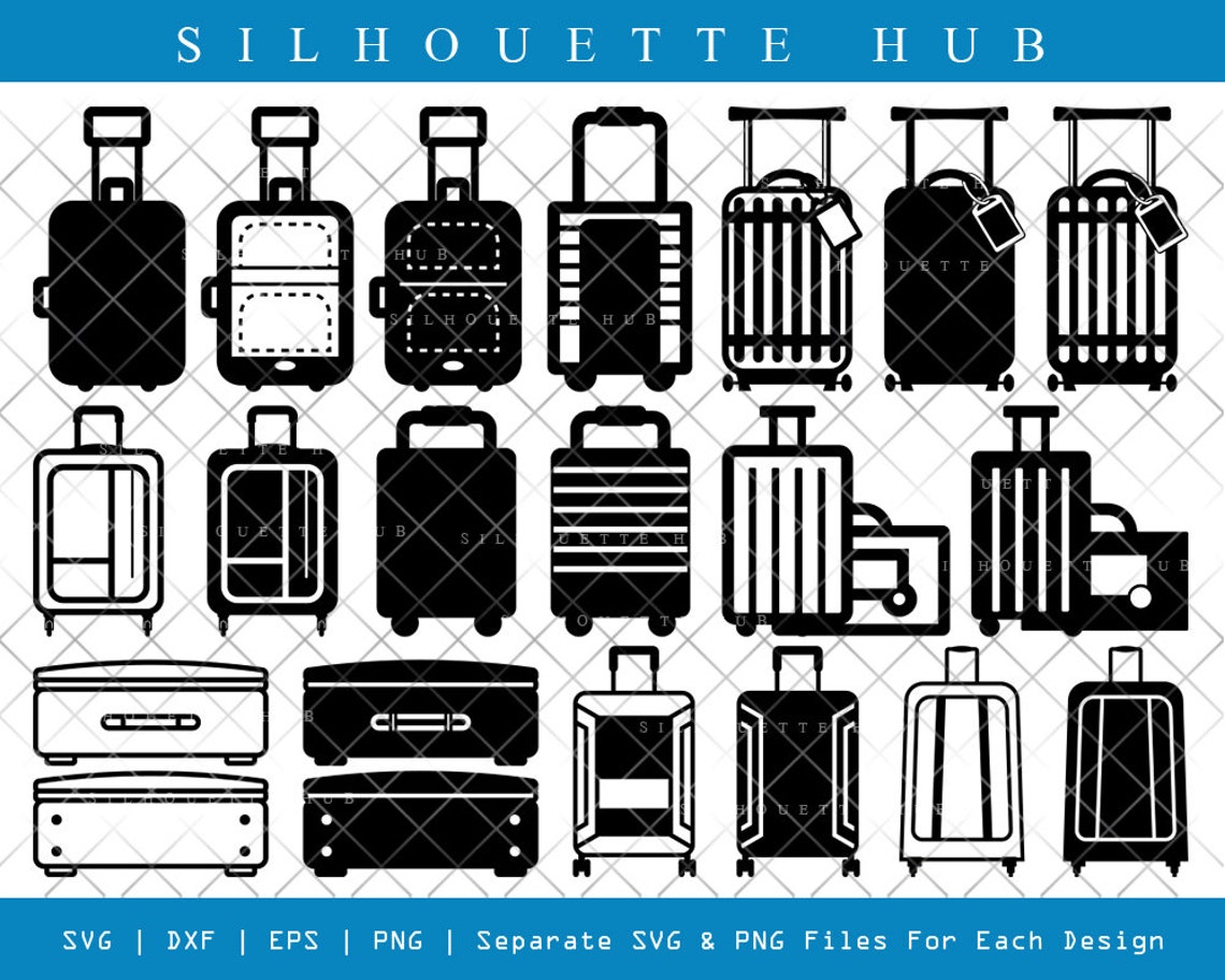 Luggage SVG Cut Files Luggage Silhouette Suitcase Svg Etsy