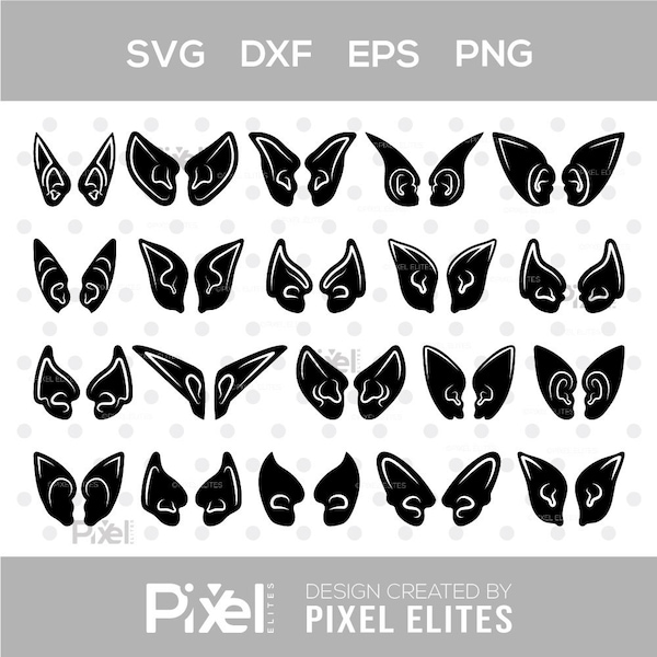 Elf Ears Silhouette, Elf Ears SVG, Ear Svg, Elf Svg, Elves Ears Svg, Elf Ears Bundle