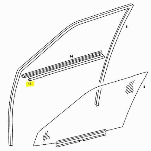 Mercedes W201 Sealing Rails Set Door Windows Inside shops Front & Rear