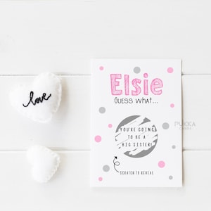 Carte à gratter Vous allez être une grande soeur | Faire-part de grossesse | Déguisement bébé grande soeur