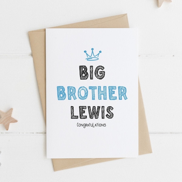 New Big Brother congratulations card, personalised big brother gift