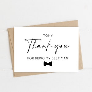 Obrigado por ser meu padrinho, padrinho, Usher e Page Boy. Cartão de casamento personalizado com envelope