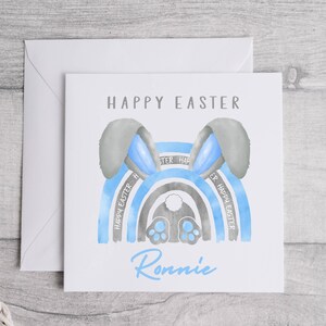 Carte de Pâques personnalisée, carte de lapin arc-en-ciel, fils petit-fils neveu