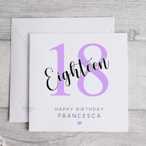 Personalised 18th birthday card, eighteen birthday card for her, eighteenth birthday, happy 18th birthday, for daughter, granddaughter