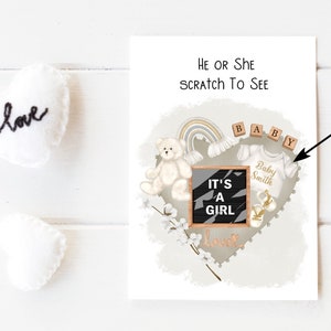 Carte de révélation de genre, carte à gratter de révélation de genre, jeu de baby shower, garçon, fille