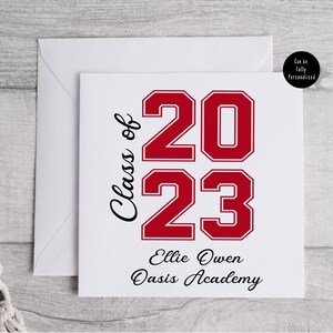 Clase de tarjeta de egreso escolar personalizada de 2023, tarjeta de graduación