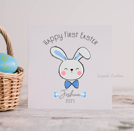 Personalised Happy First Easter Happy Easter Card 1st Easter Baby s First Easter Card Baby Easter Baby Boy Easter Card Etsy