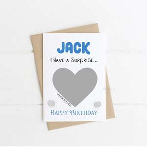 Carte d'anniversaire personnalisée à gratter pour révéler, cadeau surprise pour lui, cadeau mignon pour elle