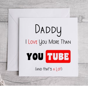 Tato kocham Cię bardziej niż YouTube, kartka urodzinowa, dzień ojca