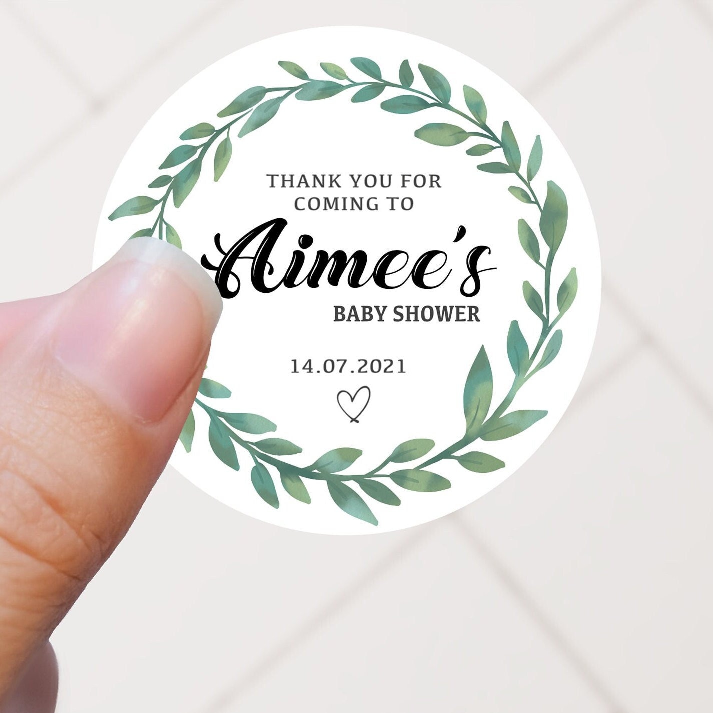 Personalised Baby Shower Baby Shower Labels Leaf Etsy