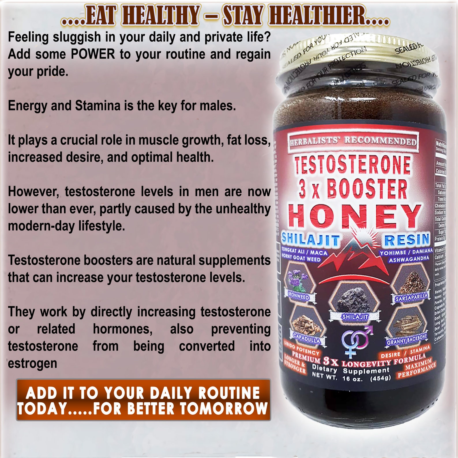 Libido Testosterone Booster Herbal Honey Blend Raw / Etsy