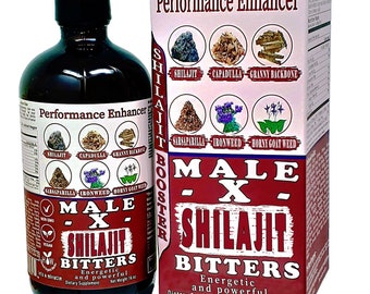 Male –X– SHILAJIT Bitters 16oz.  Premium Booster with , Shilajit, Moringa, Men Wellness