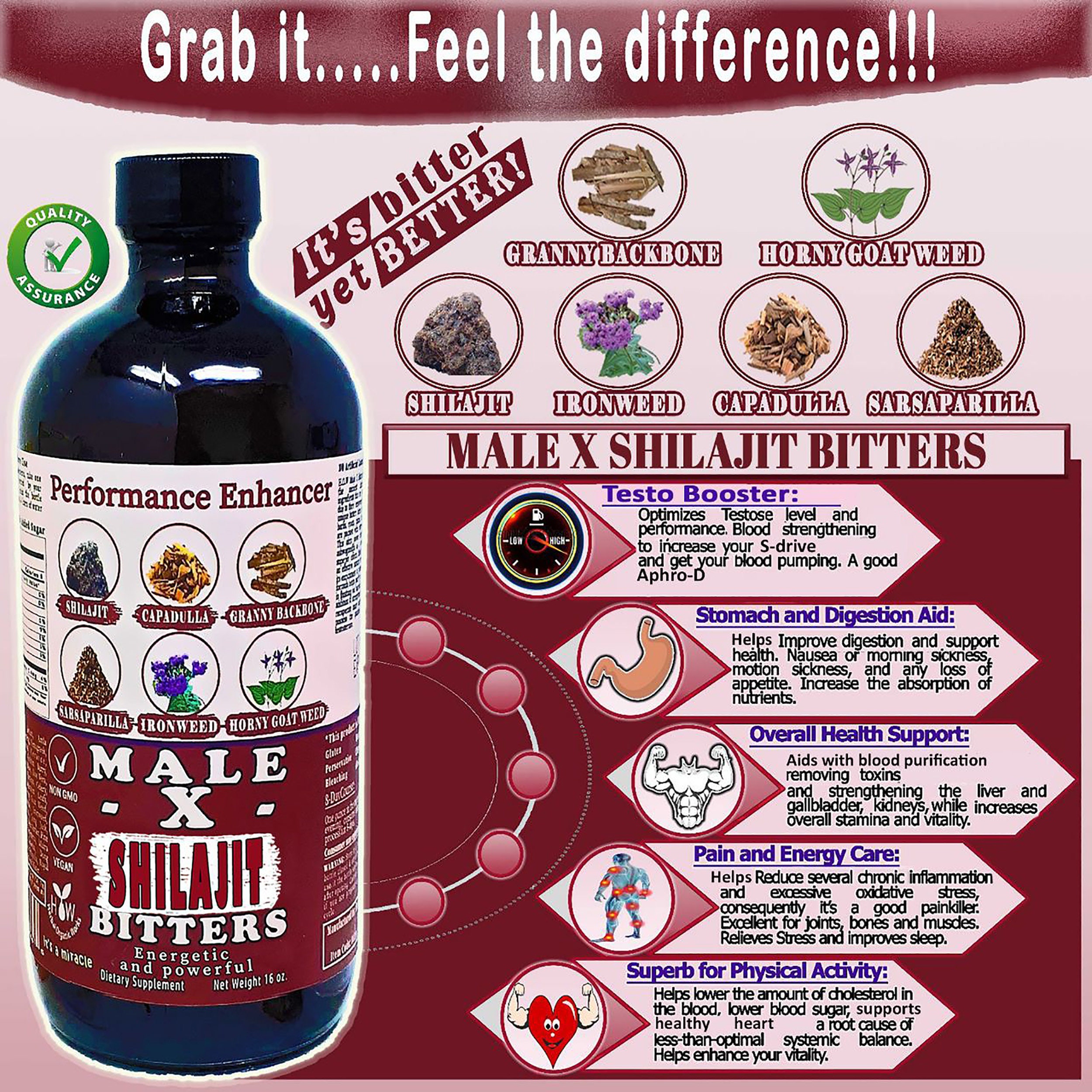 Male X SHILAJIT Bitters 16oz. Premium Booster With Etsy