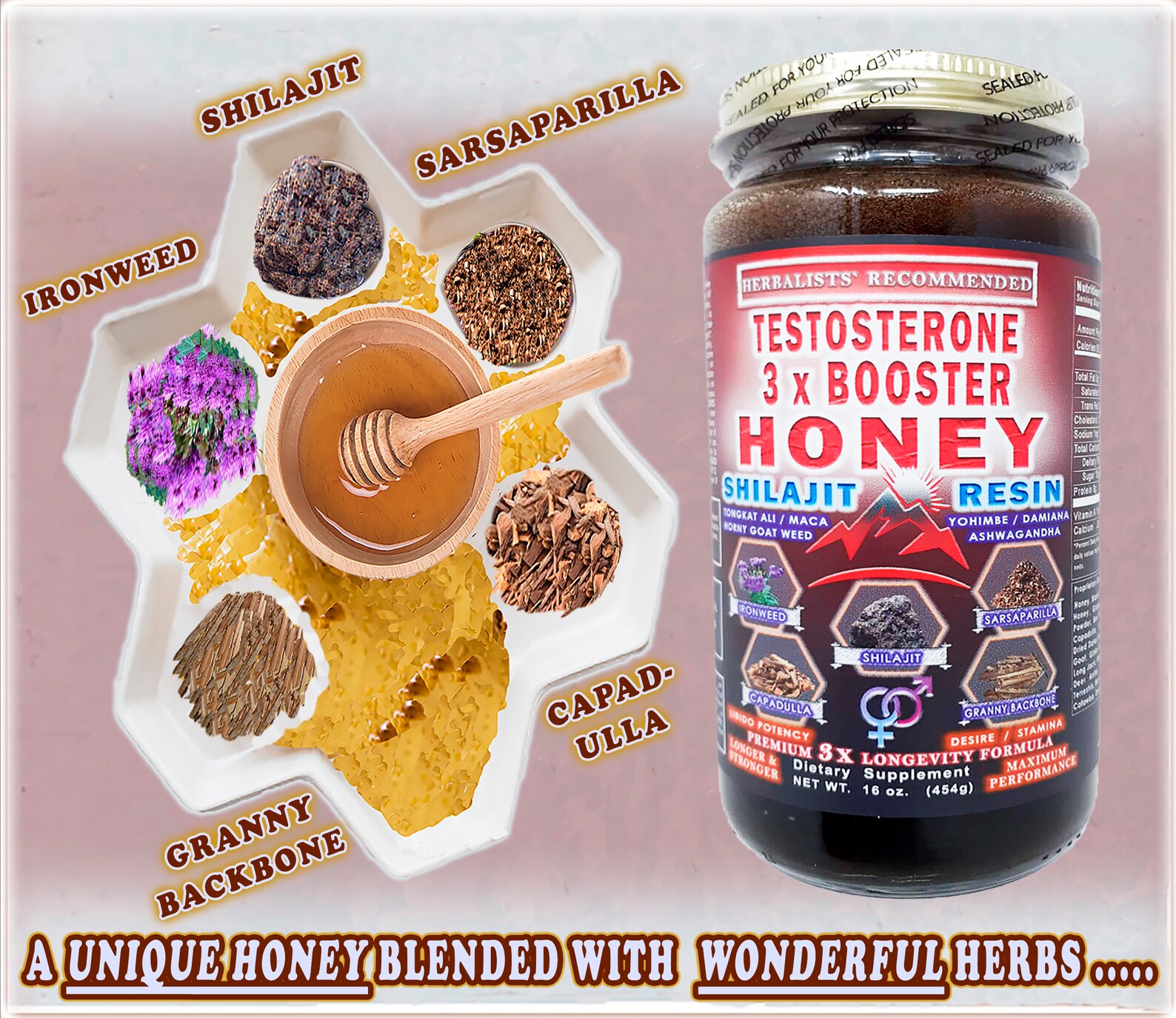 Libido Testosterone Booster Herbal Honey Blend Raw / Etsy